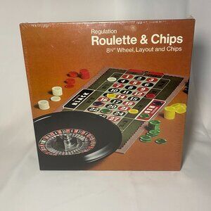 Vtg E.S. Lowe Milton Bradley Co Roulette & Chips Game 8 1/2" Wheel Layout NIP